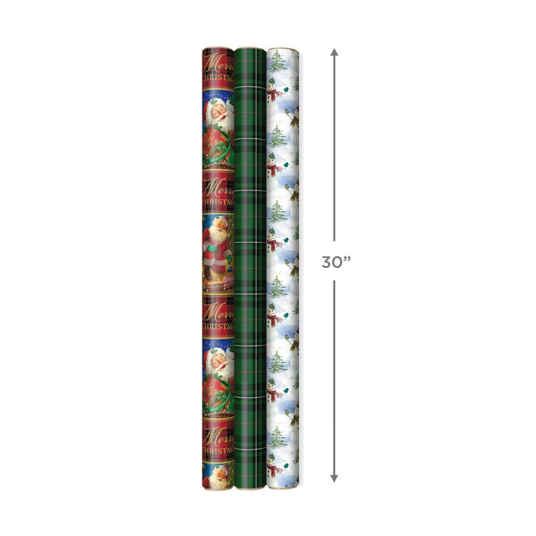 Hallmark Christmas Classics 3-Pack Reversible Wrapping Paper Assortment, 120 Sq. Ft. 3 Hallmark Christmas Classics 3-Pack Reversible Wrapping Paper Assortment, 120 Sq. Ft. - Image 3