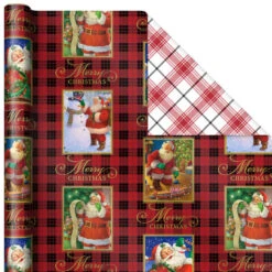 Hallmark Christmas Classics 3-Pack Reversible Wrapping Paper Assortment, 120 Sq. Ft. 9 Hallmark Christmas Classics 3-Pack Reversible Wrapping Paper Assortment, 120 Sq. Ft. -Hallmark Santa and Plaids Assorted Reversible Gift Wrap 5JXW1070 04