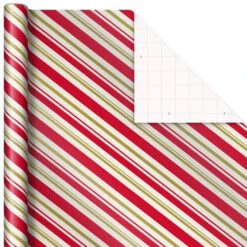 Hallmark Santa And Stripes 2-Pack Christmas Wrapping Paper Assortment, 160 Sq. Ft. -Hallmark Santa and Stripes Assorted Christmas Wrapping Paper 5JXW1055 06