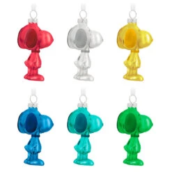 Hallmark The Peanuts® Gang Snoopy Glass Ornaments, Set Of 6 -Hallmark Set of 6 Colored Glass Snoopy Keepsake Ornaments 2499QSB6329 06