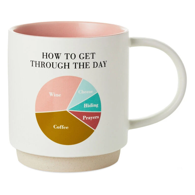 Hallmark Get Through The Day Pie Chart Funny Mug, 16 Oz. 1 Hallmark Get Through The Day Pie Chart Funny Mug, 16 Oz.