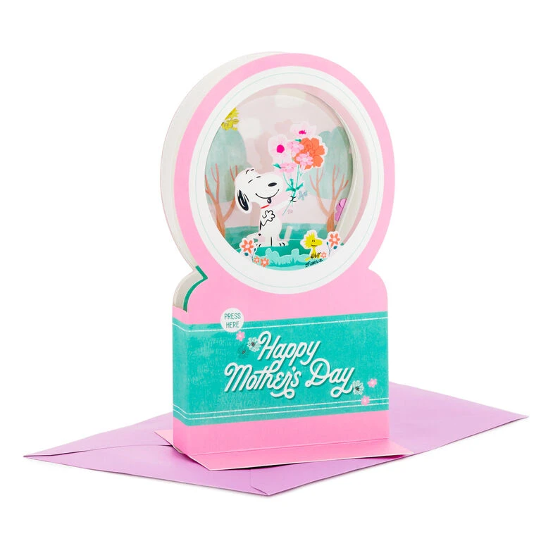 Hallmark Peanuts® Snoopy Snow Globe 3D Pop-Up Mother's Day Card With Motion 1 Hallmark Peanuts® Snoopy Snow Globe 3D Pop-Up Mother's Day Card With Motion