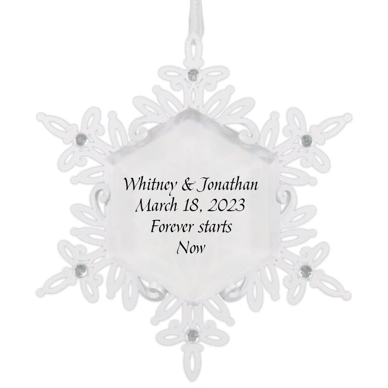Hallmark Sparkling Snowflake Text Personalized Metal Ornament 1 Hallmark Sparkling Snowflake Text Personalized Metal Ornament