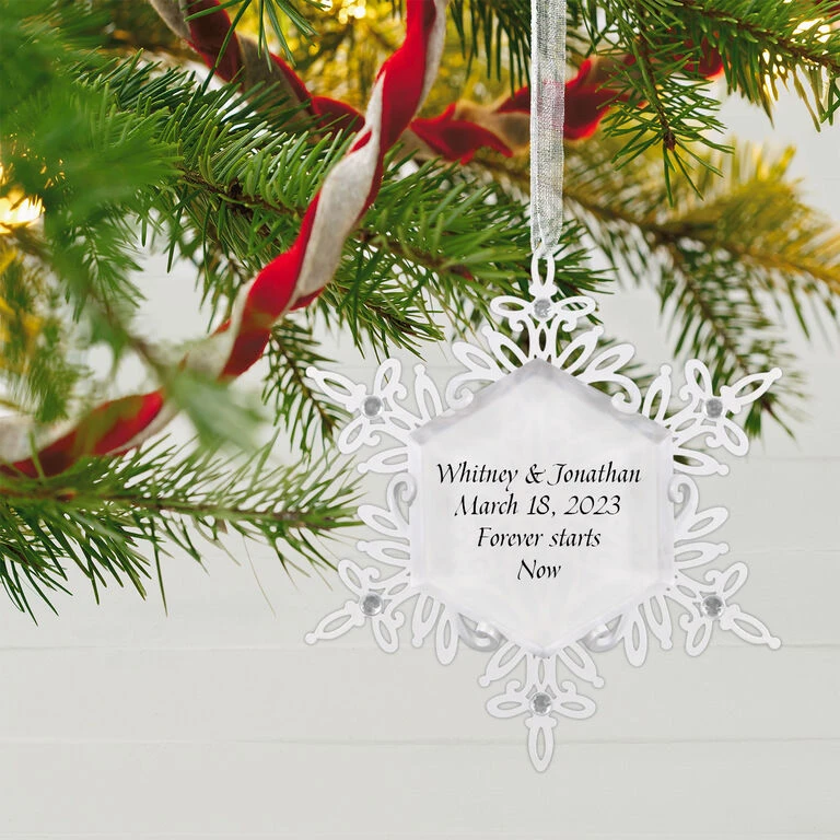 Hallmark Sparkling Snowflake Text Personalized Metal Ornament 2 Hallmark Sparkling Snowflake Text Personalized Metal Ornament - Image 2