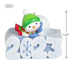 Hallmark Mini A Snowy 2023 Ornament With Light, 1.25" -Hallmark Snowman 2023 Keepsake Ornament 1299QXM9209 03