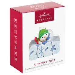 Hallmark Mini A Snowy 2023 Ornament With Light, 1.25" -Hallmark Snowman 2023 Keepsake Ornament 1299QXM9209 04