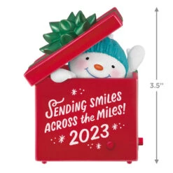 Hallmark Smiles Across The Miles 2023 Recordable Sound Ornament -Hallmark Snowman in Red Present Keepsake Ornament 2499QGO2619 03