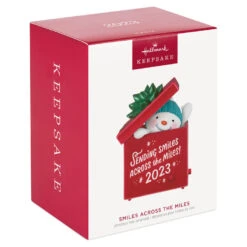 Hallmark Smiles Across The Miles 2023 Recordable Sound Ornament -Hallmark Snowman in Red Present Keepsake Ornament 2499QGO2619 04