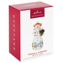 Hallmark Snowtop Lodge Terran S. Gardner Porcelain Ornament -Hallmark Snowman with Flower Pot Keepsake Ornament 2299QXR8119 04