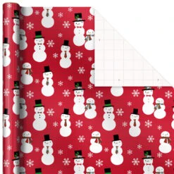 Hallmark Snow Merry 3-Pack Foil Christmas Wrapping Paper Assortment, 60 Sq. Ft. -Hallmark Snowmen and Plaid Foil Christmas Wrapping Paper 5JXW1061 06
