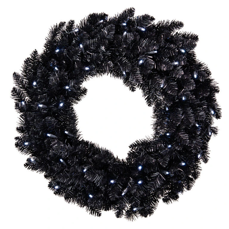 Hallmark Black Pre-Lit Wreath, 30" 1 Hallmark Black Pre-Lit Wreath, 30"
