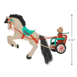 Hallmark A Pony For Christmas 2023 Ornament 8 Hallmark A Pony For Christmas 2023 Ornament -Hallmark Teddy Bear in Horse Chariot Keepsake Ornament 1799QXR8039 03