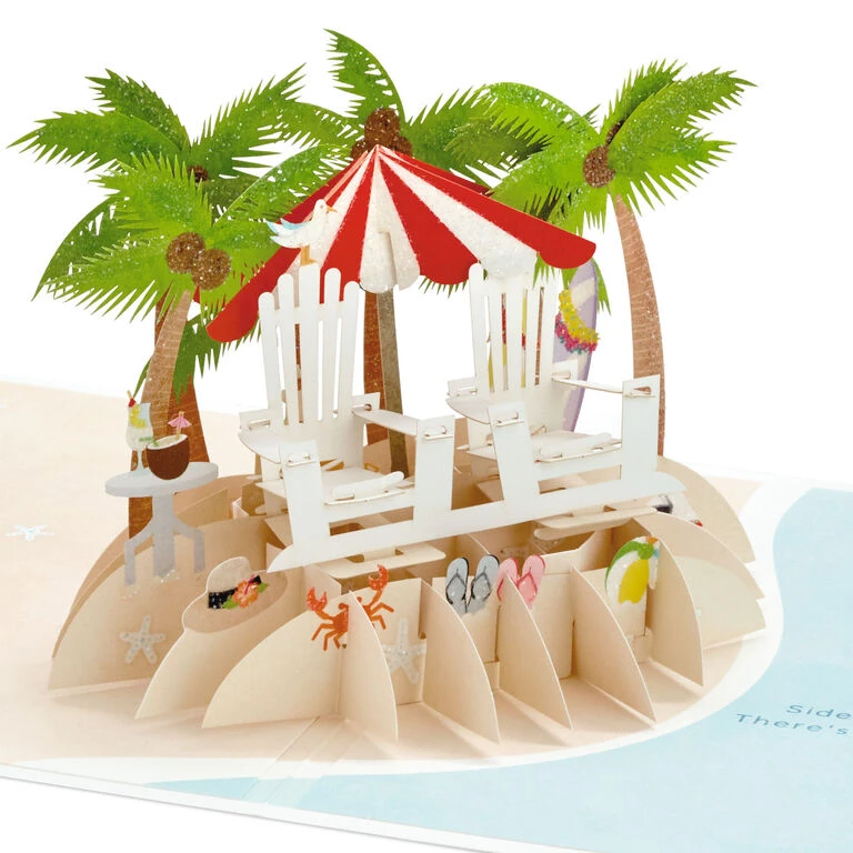 Hallmark Tropical Beach Scene 3D Pop-Up Anniversary Card 1 Hallmark Tropical Beach Scene 3D Pop-Up Anniversary Card
