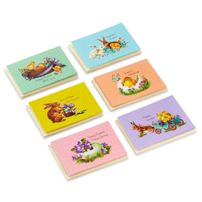 Hallmark Vintage Bunnies And Chicks Boxed Easter Cards, Pack Of 24 1 Hallmark Vintage Bunnies And Chicks Boxed Easter Cards, Pack Of 24