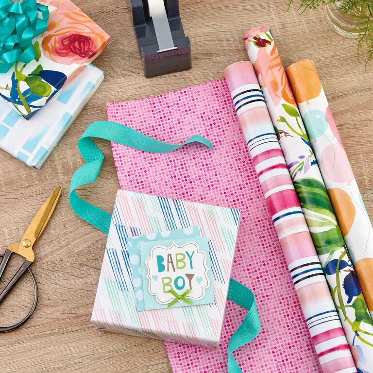 Hallmark Watercolor Tones 3-Pack Reversible Wrapping Paper, 75 Sq. Ft. Total 2 Hallmark Watercolor Tones 3-Pack Reversible Wrapping Paper, 75 Sq. Ft. Total - Image 2