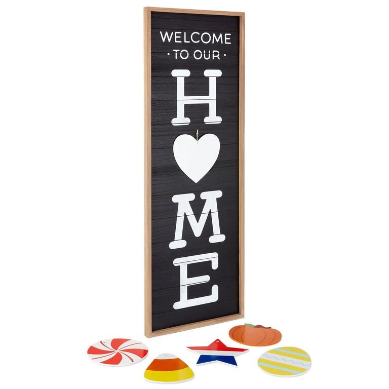 Hallmark Welcome Home Front Porch Sign With Seasonal Decorations, 16.5x47.25 1 Hallmark Welcome Home Front Porch Sign With Seasonal Decorations, 16.5x47.25