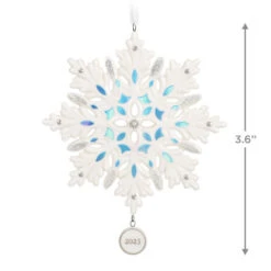 Hallmark Snowflake 2023 Porcelain Ornament 8 Hallmark Snowflake 2023 Porcelain Ornament -Hallmark White Blue and Silver Snowflake Keepsake Ornament 1999QGO2957 03