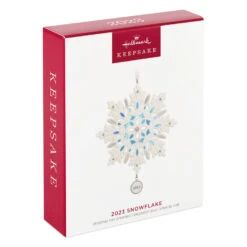 Hallmark Snowflake 2023 Porcelain Ornament 9 Hallmark Snowflake 2023 Porcelain Ornament -Hallmark White Blue and Silver Snowflake Keepsake Ornament 1999QGO2957 04