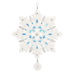 Hallmark Snowflake 2023 Porcelain Ornament 11 Hallmark Snowflake 2023 Porcelain Ornament -Hallmark White Blue and Silver Snowflake Keepsake Ornament 1999QGO2957 06