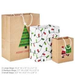 Hallmark Merry Mix 8-Pack Christmas Gift Bags, Assorted Sizes And Designs 8 Hallmark Merry Mix 8-Pack Christmas Gift Bags, Assorted Sizes And Designs -Hallmark White and Kraft Paper Assortment Christmas Gift Bags 5XGB1410 03